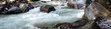 Rushing blue waters of Stetattle Creek